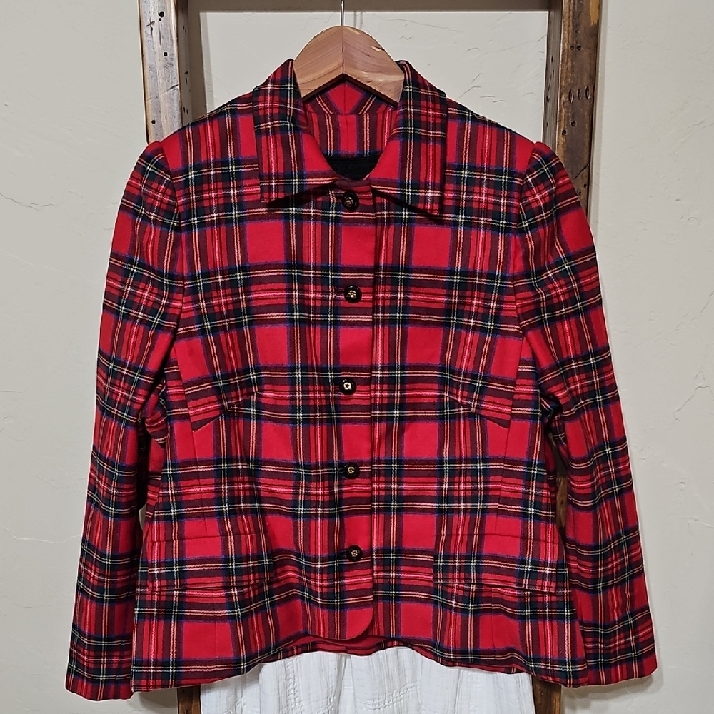 Peggy Jennings Red Plaid Tartan Coat